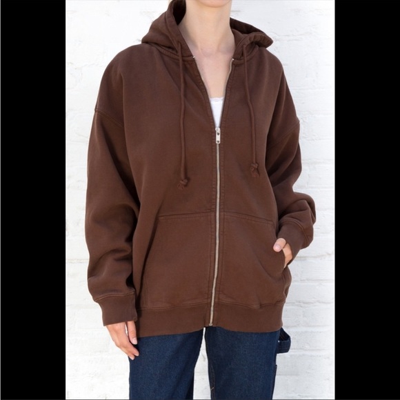Brandy Melville Christy Hoodie - Chocolate zip up oversized fit